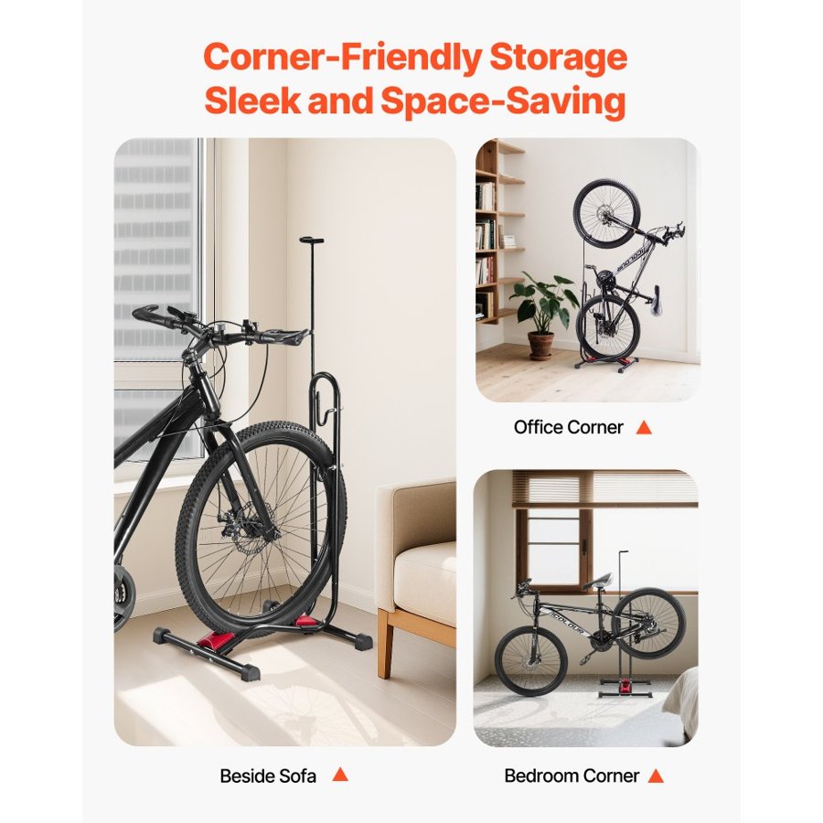 VEVOR Upright Bike Stand – 16-27.5 in, Dual Hooks, 30kg