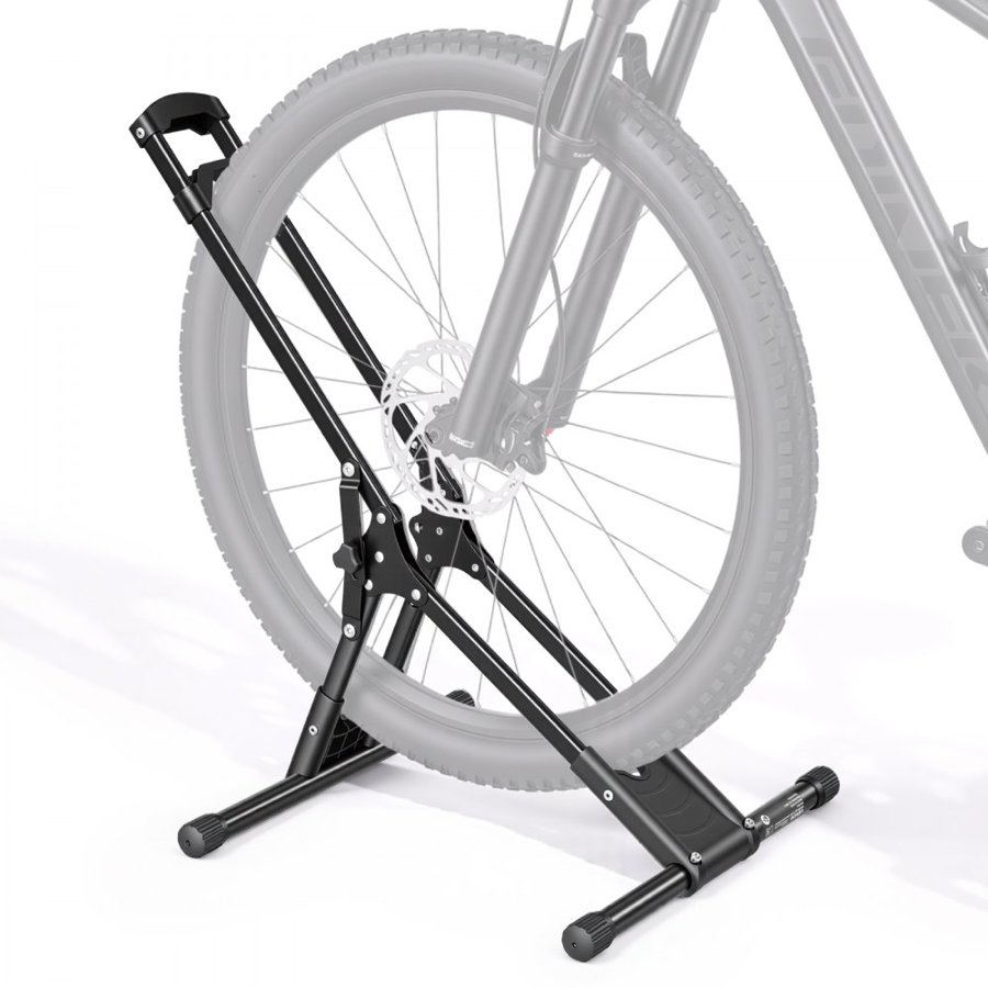 VEVOR Bike Stand, Foldable Freestanding Bike Storage Rack, Carbon Steel Garage Bicycle Floor Stand, Fits 508-737 mm Wheel Diameters, Drill-Free Installation, Ideal for Garage, Apartment, Home, Black