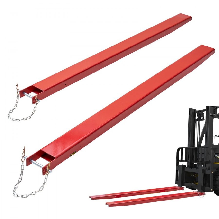 VEVOR Pallet Fork Extensions, 1840 mm Length 115 mm Width, Heavy Duty Carbon Steel Fork Extensions for Forklifts, 1 Pair Forklift Extensions with Pins, Forklift Fork Attachments for Forklift Truck, Red