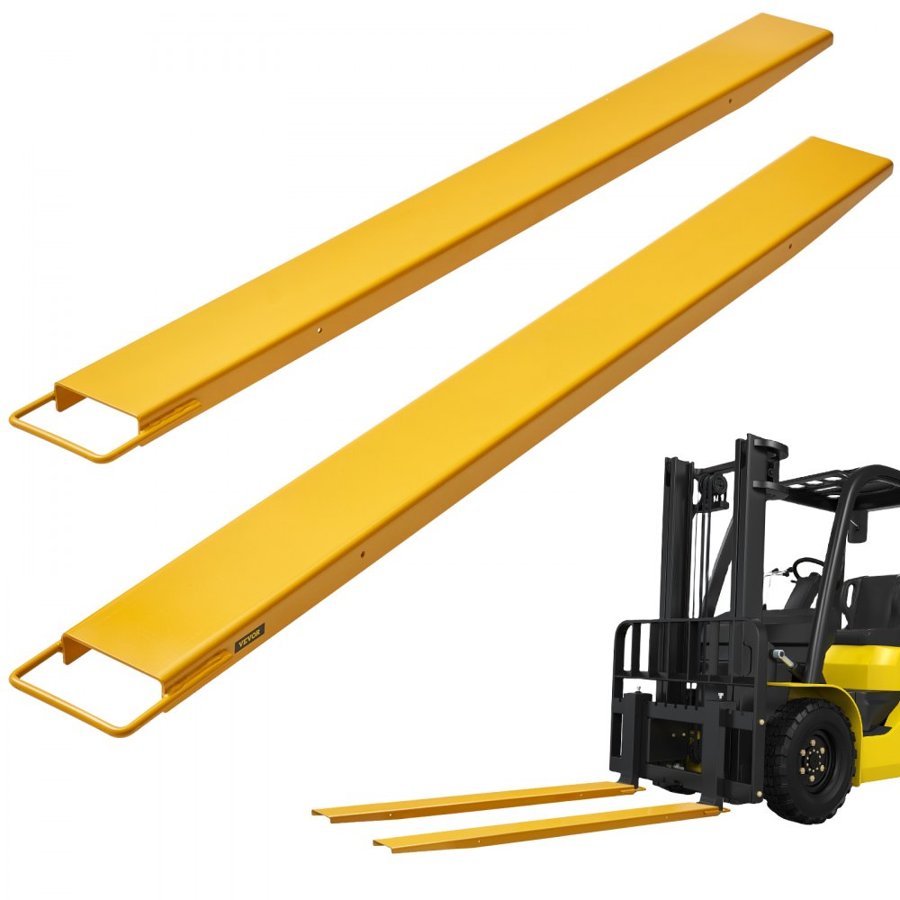 VEVOR Pallet Fork Extensions, 1820 mm Length 115 mm Width, Heavy Duty Carbon Steel Fork Extensions for Forklifts, 1 Pair Forklift Extensions, Industrial Forklift Fork Attachments for Forklift Truck, Yellow
