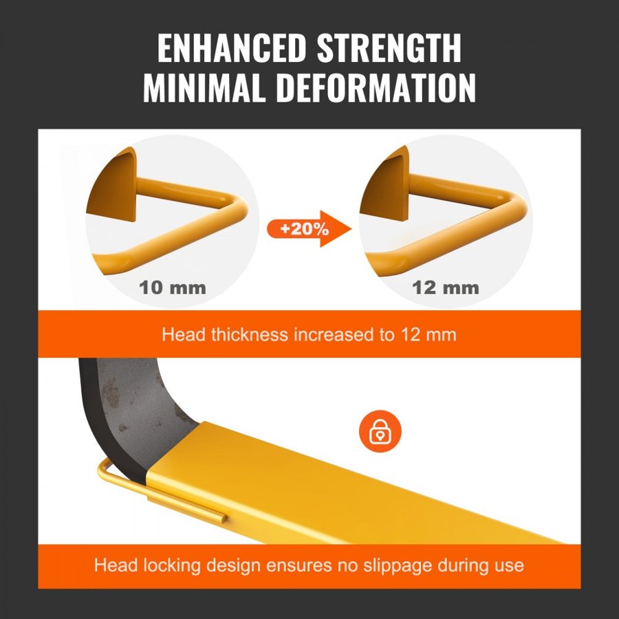 VEVOR Pallet Fork Extensions, 1820 mm Length 115 mm Width, Heavy Duty Carbon Steel Fork Extensions for Forklifts, 1 Pair Forklift Extensions, Industrial Forklift Fork Attachments for Forklift Truck, Yellow