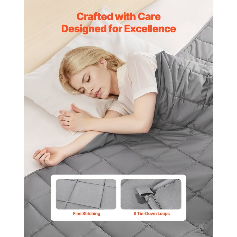 VEVOR Weighted Blanket, 20 lbs, 88 x 104 in King Size, Cooling Breathable Heavy Blanket with Glass Beads, All-Season Use, Suitable for 200-250 lbs Adults, Anxiety Stress Relief, Improve Sleep, Grey