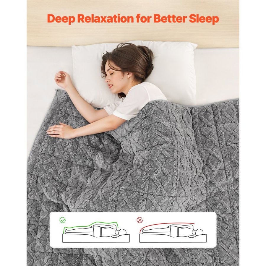 VEVOR Weighted Blanket, 20 lbs, 60 x 80 in Queen Size, Sherpa Fleece Heavy Blanket with Glass Beads, Soft Warm Cozy Fluffy Touch, for 200-250 lbs Adults, Anxiety Stress Relief, Improve Sleep, Grey
