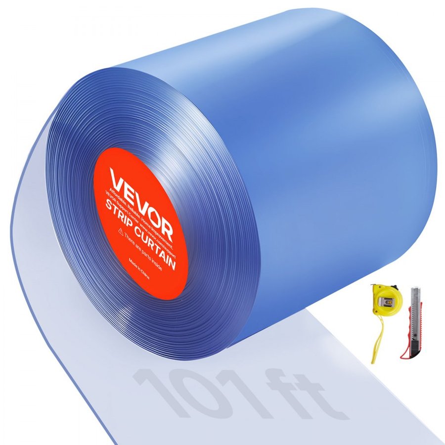 VEVOR Plastic Strip Door Curtain – 101ft L× 12 in W, 0.12"