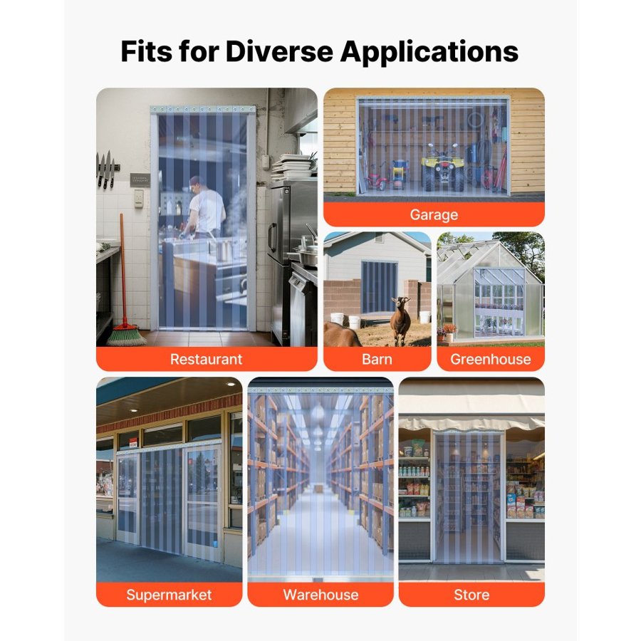 VEVOR Plastic Strip Door Curtain – 101ft L× 12 in W, 0.12"