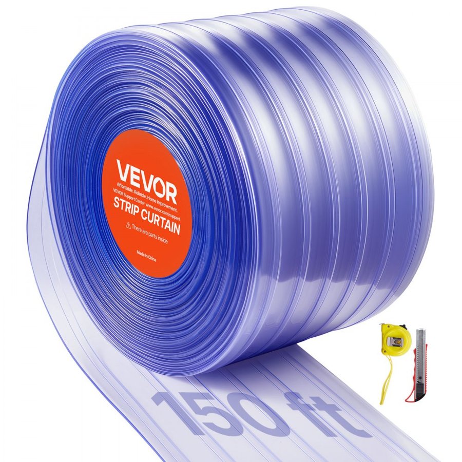 VEVOR PVC Curtain Strips – 150ft Roll, 12-Inch Wide