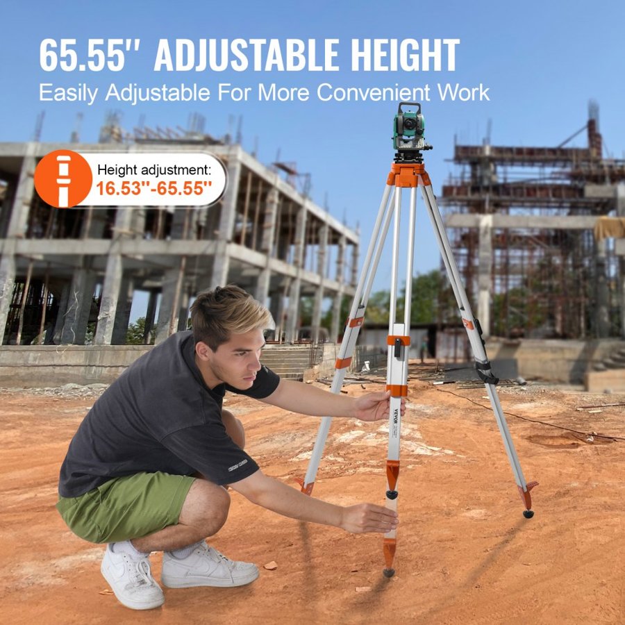 VEVOR Tripod for Laser Level – 5/8"-11 Thread, 16.53"-65.55"