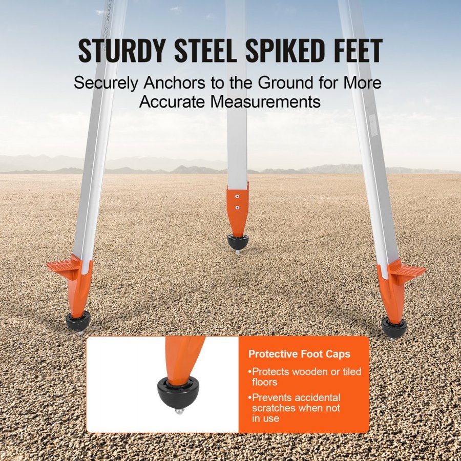 VEVOR Tripod for Laser Level – 5/8"-11 Thread, 16.53"-65.55"