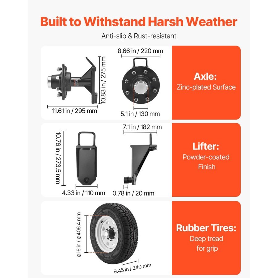VEVOR Shipping Container Wheels Kit - 16" Tires, 8800Lb