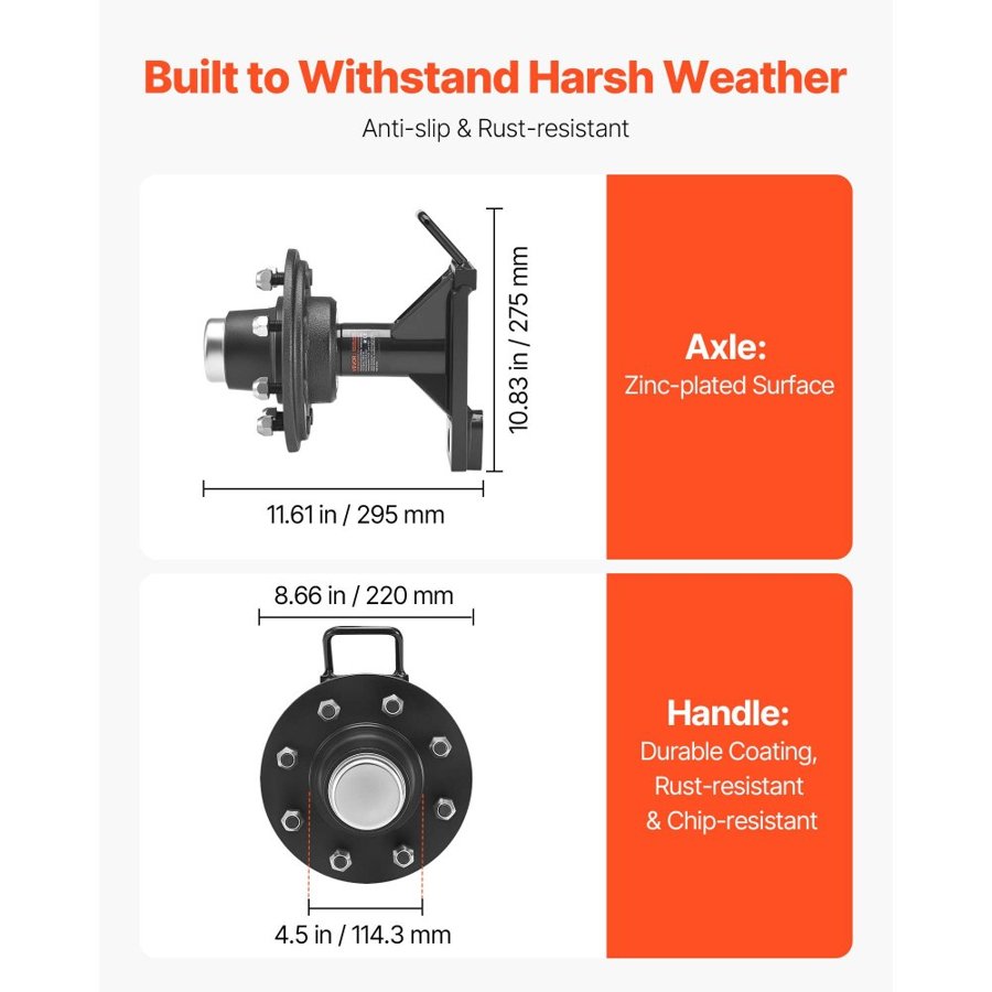 VEVOR Shipping Container Wheels 8-Lug Wheels Kit, Heavy Duty Shipping Container Axle with Ratchet Tie Down-Moves 6 m-12 m, Secure Transport for Dock, Warehouse, Construction Site, Black