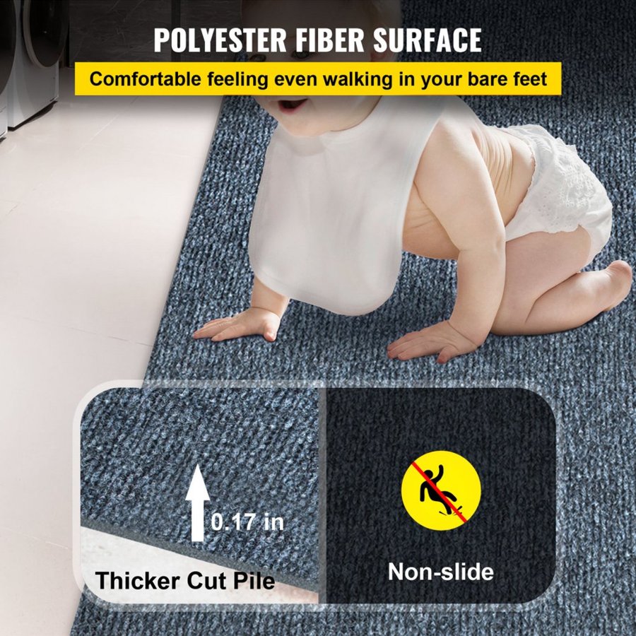 VEVOR Marine Carpet 182.9x396.2 cm Boat Carpet Rugs Indoor Outdoor Rugs for Patio Deck Anti-Slide TPR Water-proof Back Cut Outdoor Marine Carpeting Easy Clean Outdoor Carpet Roll Entryway Porch (182.9x396.2 cm, Gray)