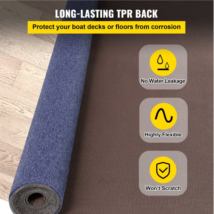 VEVOR Indoor Outdoor Rug Carpet 5.9x49.2' Outdoor Rug with Waterproof Back Outdoor Rug for Patio Porch Deck Garage Outdoor Area Rug Runner Anti-Slide Porch Rug No Mildew Kitchen Rugs(Blue,1.8 * 15M)
