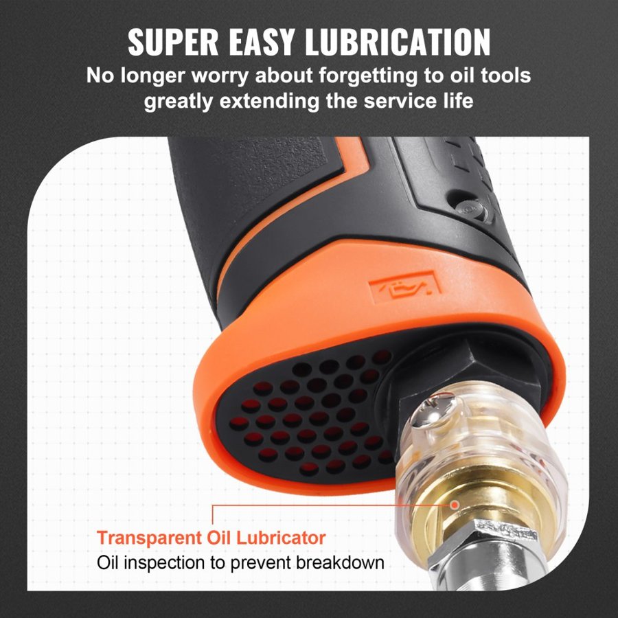 VEVOR 1.27 cm Air Impact Wrench, High Torque Up to 1898.15 N·m, Lightweight 2.1 kg Design Pneumatic Impact Gun with 11-PCS 1.27 cm Drive CR-V Steel Impact Socket Set & Carrying Case