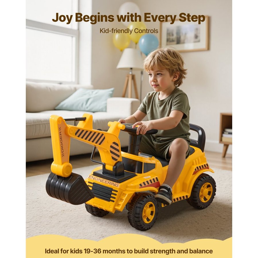 VEVOR Excavator Ride On Toy – 55 lbs, Ages 19-36 Months