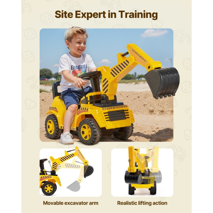 VEVOR Excavator Ride On Toy – 55 lbs, Ages 19-36 Months