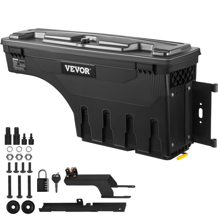 VEVOR Truck Bed Storage Box, Lockable with Password Padlock, 6.6 Gal/25 L ABS Wheel Well Tool Box, Waterproof and Durable, Compatible with Ford F-150 2015-2021, Passenger Side