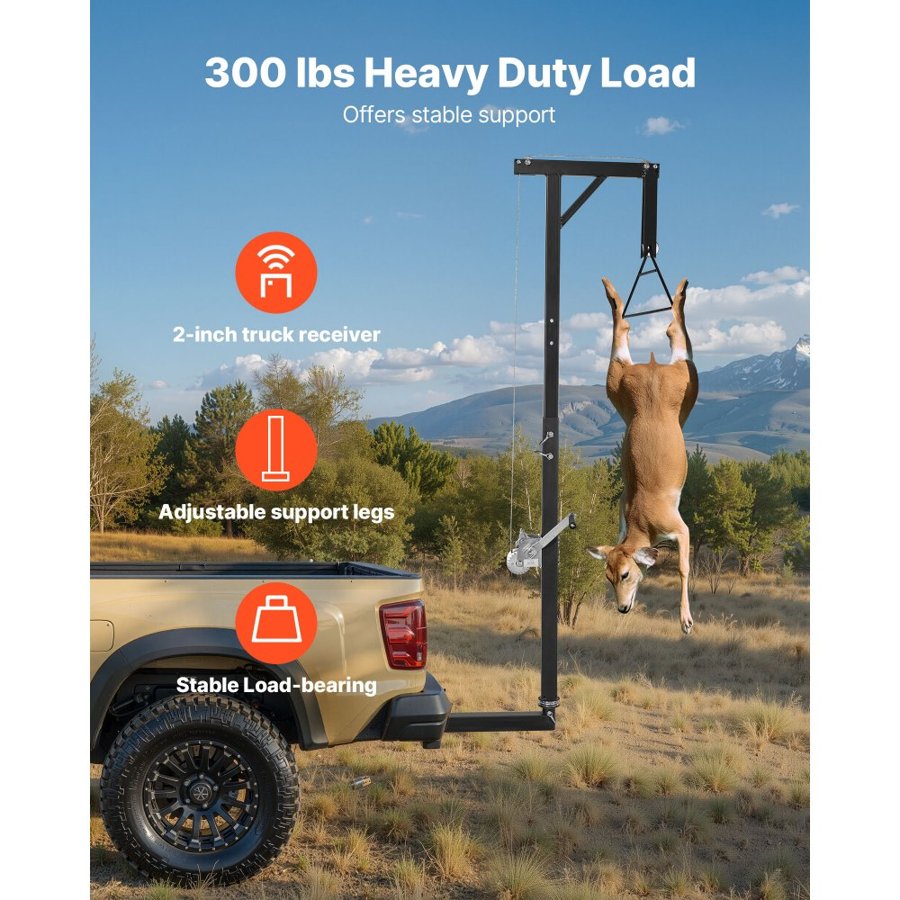 VEVOR Hitch Game Hoist – 300 lb, 2 Inch Receiver, 360-Degree