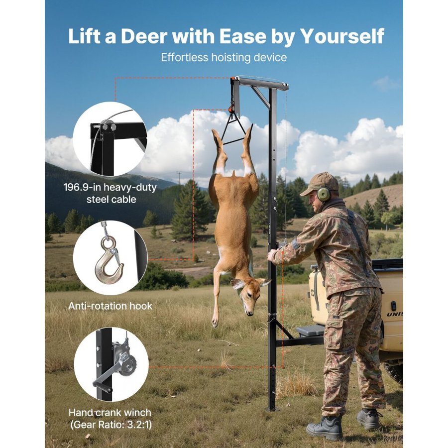 VEVOR Game Hoist for Truck – 400 lbs, 2" Hitch, Q235