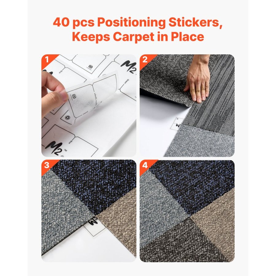 VEVOR Carpet Tiles with Padding – 20x20 Inch, 24-Piece Set