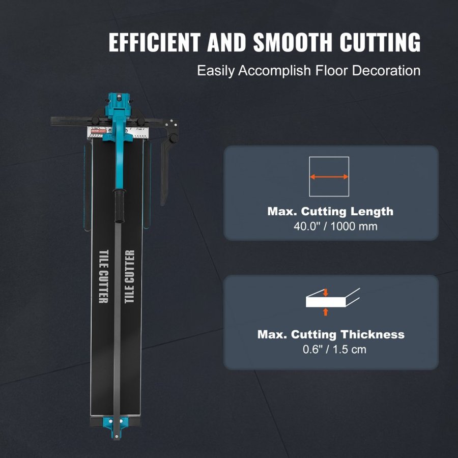 VEVOR Manual Tile Cutter, 1000mm, Porcelain Ceramic Tile Cutter with Tungsten Carbide Cutting Wheel, Infrared Positioning, Anti-Skid Feet, Durable Rails for professional installers or beginners