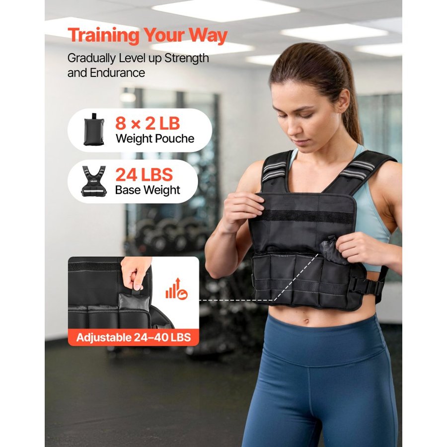 VEVOR Weighted Vest for Workout – 24–40 lbs, 8 Packs