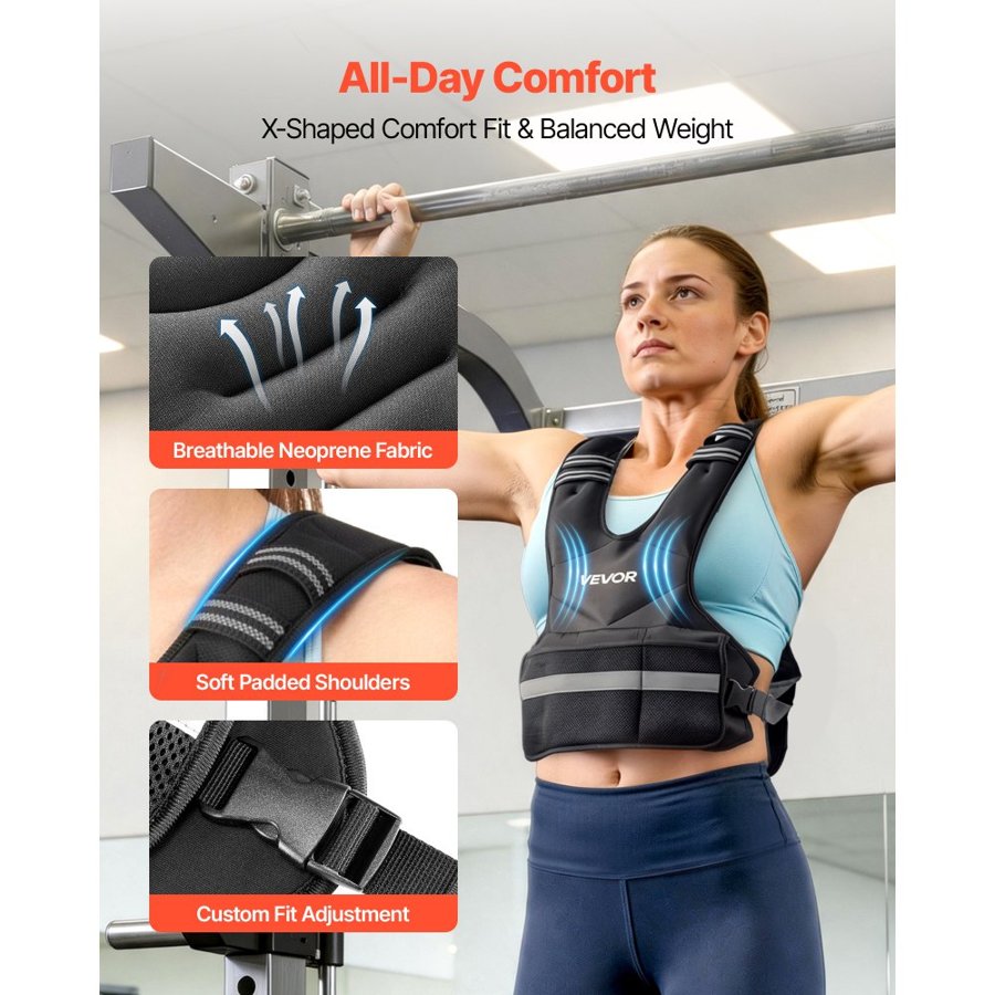 VEVOR Weighted Vest for Workout – 24–40 lbs, 8 Packs