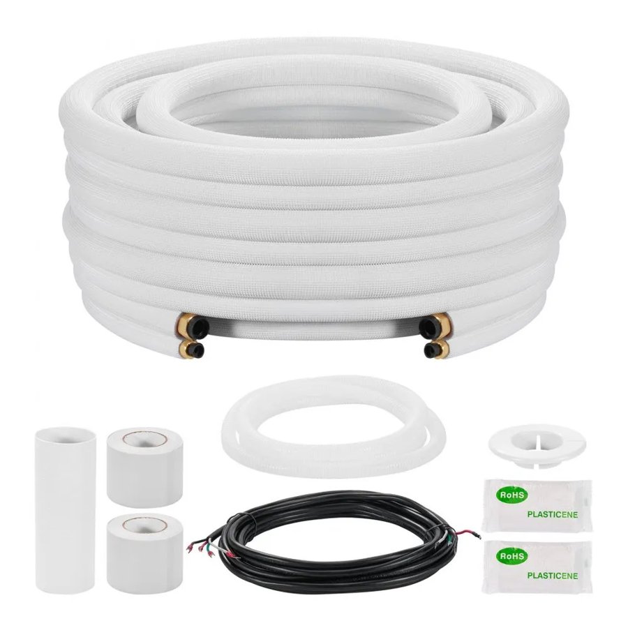 VEVOR 1/4 x 1/2 Mini Split Line Set – 50 ft Copper Kit
