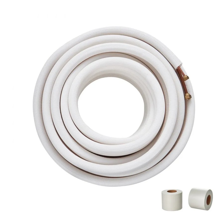 VEVOR 15240mm Mini Split Line Set, 6.4 & 9.5mm O.D Copper Pipes Tubing and Triple-Layer Insulation, for Mini Split Air Conditioning Refrigerant or Heating Pump Equipment & HVAC with Wrapping Strips.