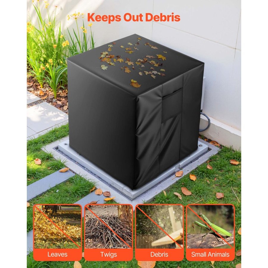 VEVOR Air Conditioner Cover, 660 x 660 x 812 mm  Ac Cover for Air Conditioning Unit, Three-Layer, Waterproof Polyester Fabric, Mesh Ventilation, Universal Defender for Outdoor Outside Ac Unit, Black