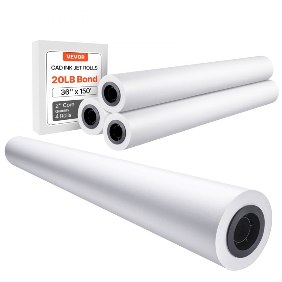 VEVOR 36 Inch Paper Roll – 36 in x 150 ft CAD Bond, 4 Rolls
