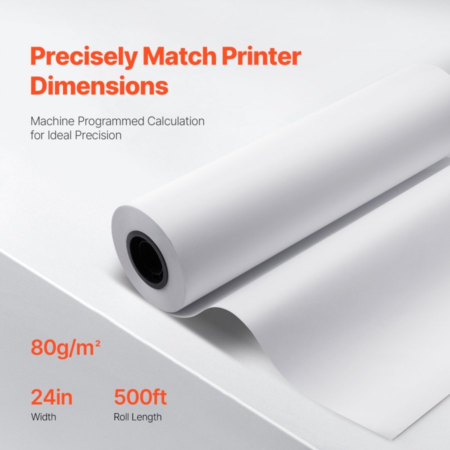 VEVOR CAD Bond Wide Format Paper – 24in x 500ft, 2 Rolls
