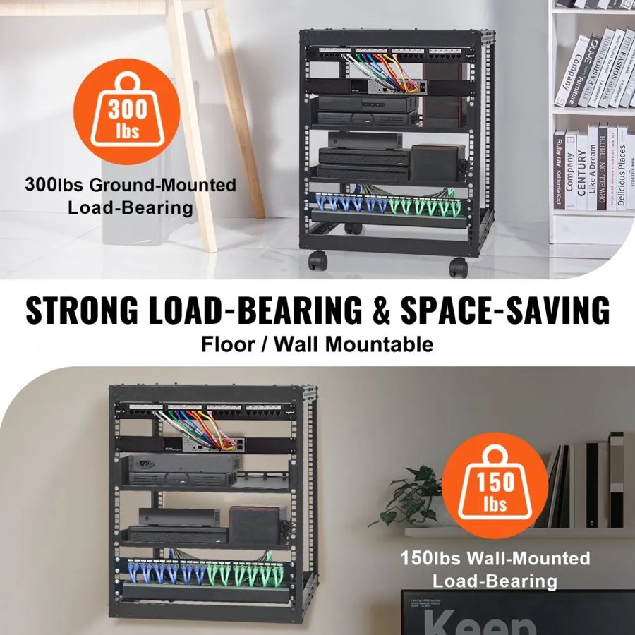 VEVOR Server Rack 12U Size – 23-40" Adjustable Depth