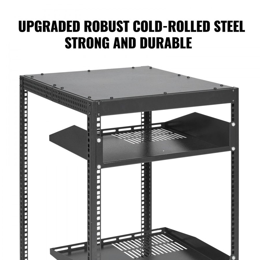 VEVOR 20U Open Frame Server Rack, 58.5-101.6cm/223-40 in Adjustable Depth, Free Standing or Wall Mount Network Server Rack, 4 Post AV Rack with Casters, Holds All Your Networking IT Equipment AV Gear Router Modem