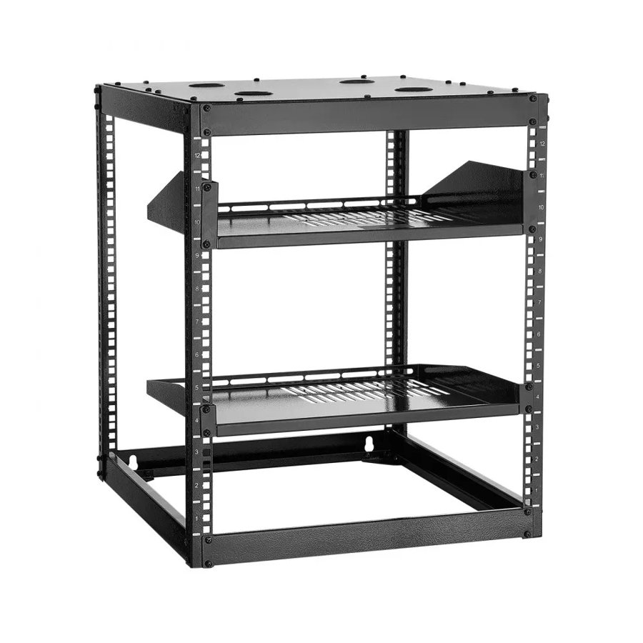VEVOR 12U Open Frame Network Rack – 23" Deep, 4-Post