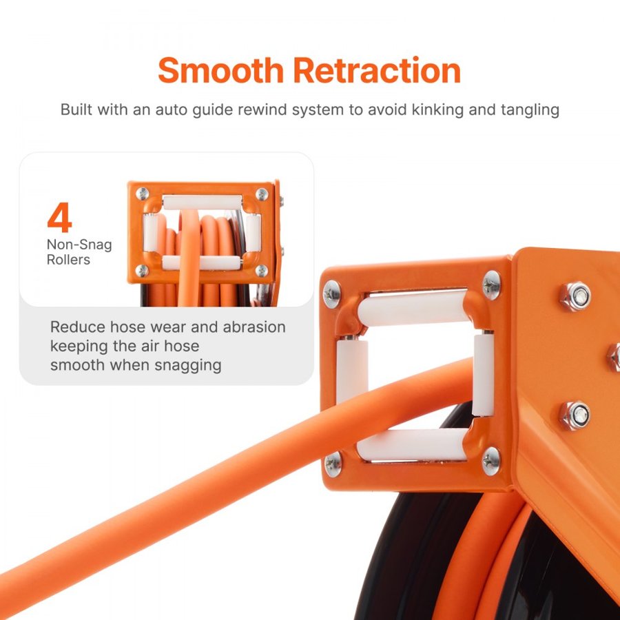 VEVOR Wall Mount Retractable Air Hose Reel – 3/8 in x 50 ft