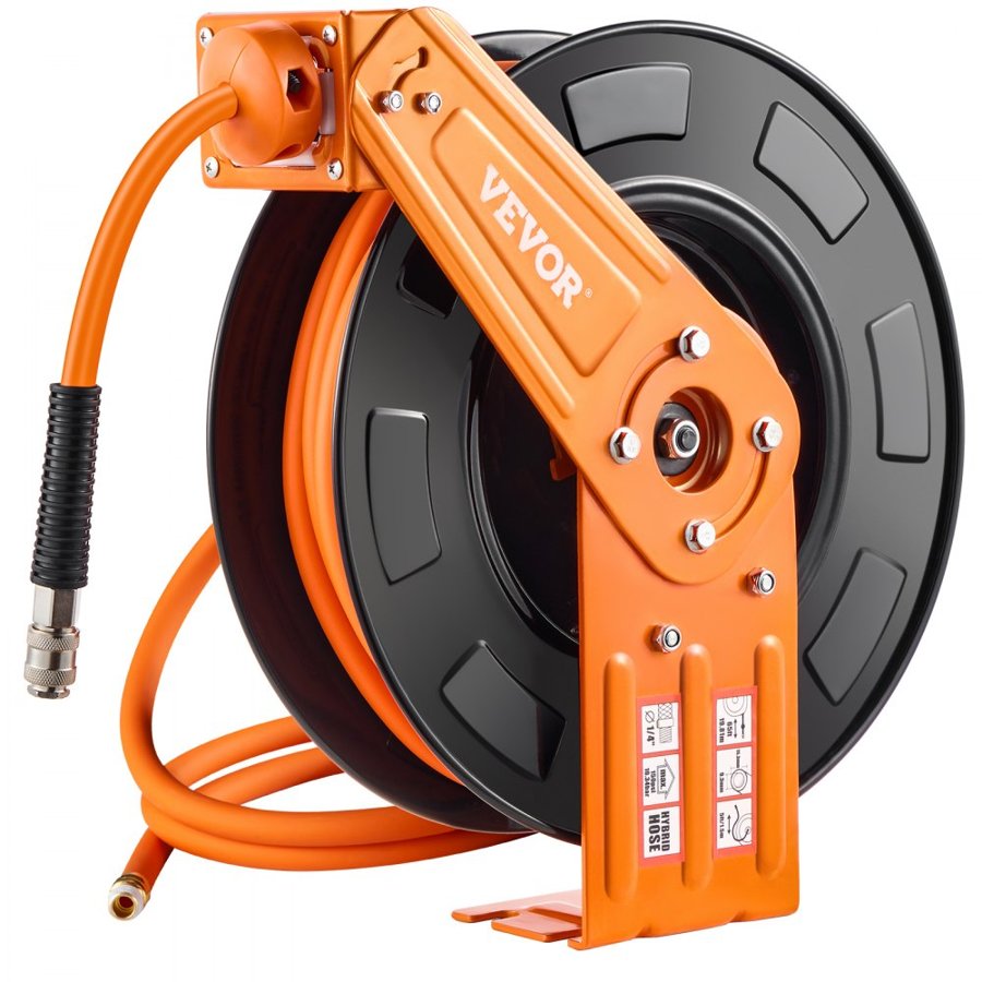VEVOR Hybrid Air Hose Reel – 3/8"×65ft, 300 PSI, Auto-Rewind