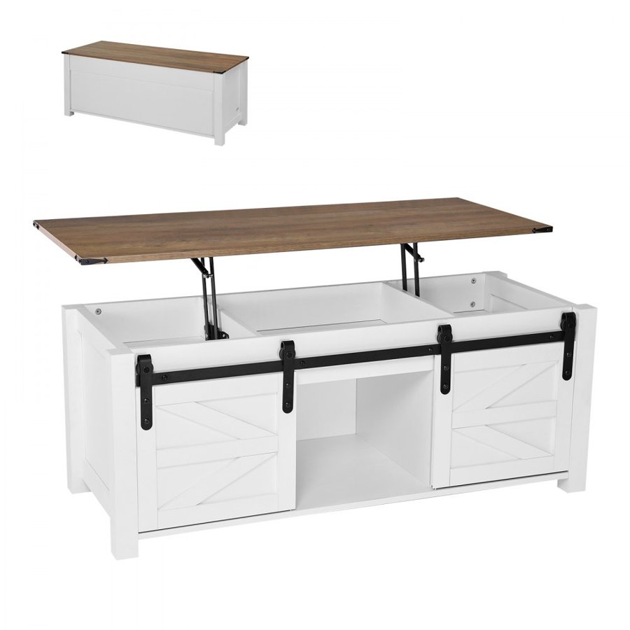 VEVOR White Lift Top Coffee Table with Storage – 47.2"