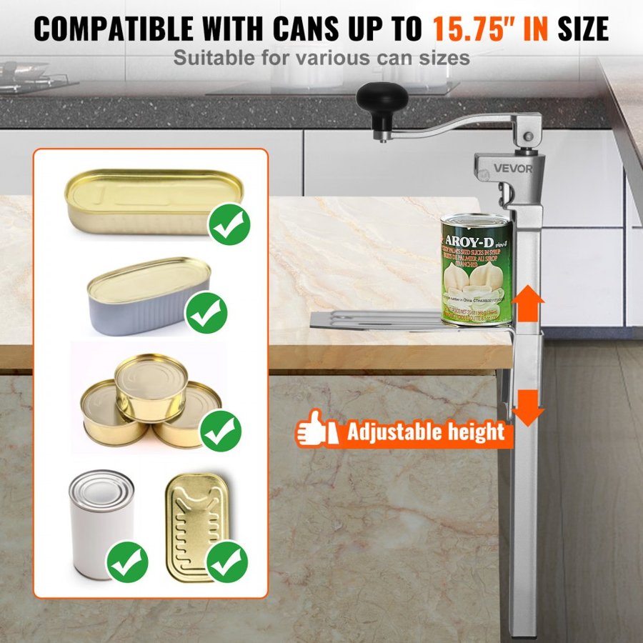 VEVOR Tabletop Can Opener – Manual, 15.75 inch Adjustable