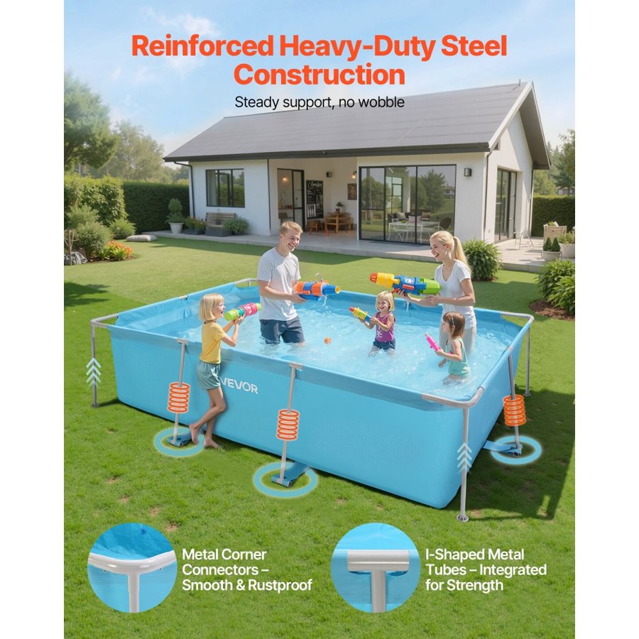 VEVOR Steel Rectangular Above Ground Pools – 118"× 78" × 30"