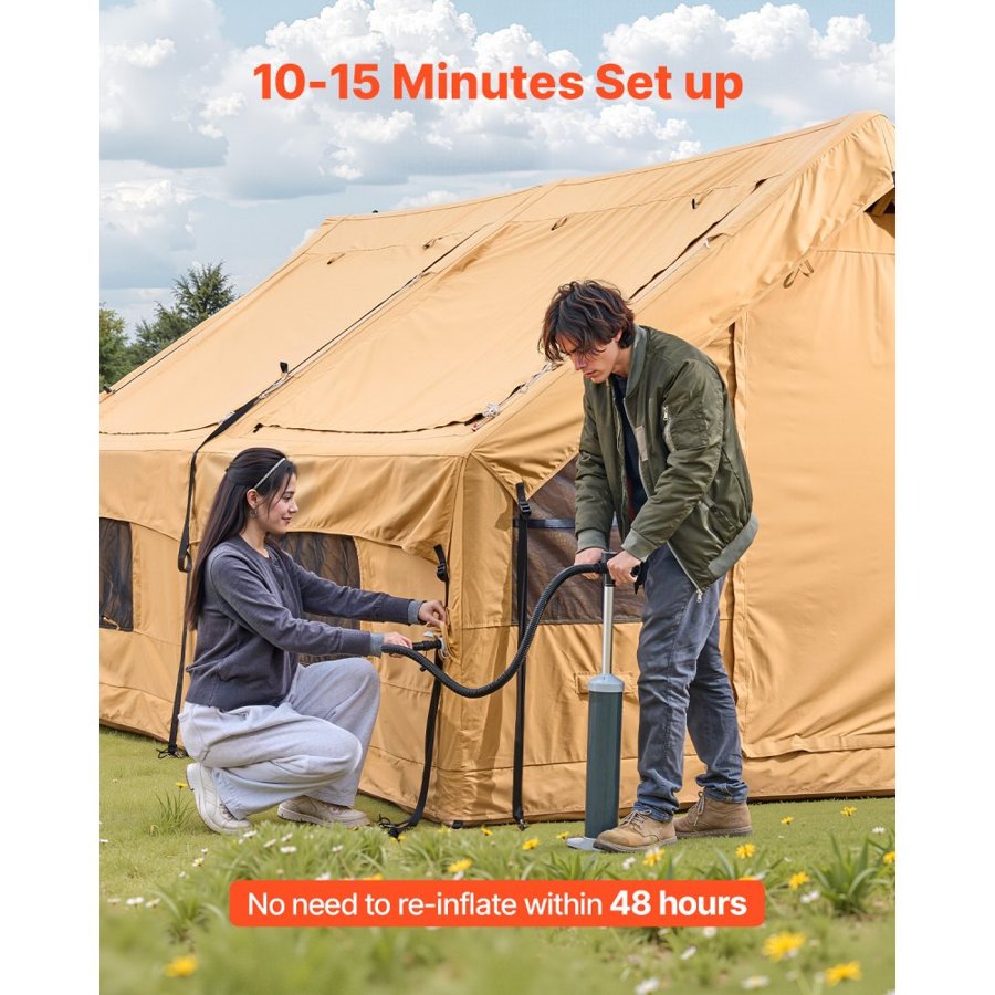 VEVOR Blow Up Tent for Camping – 5-8 Person, 129 SQ.FT