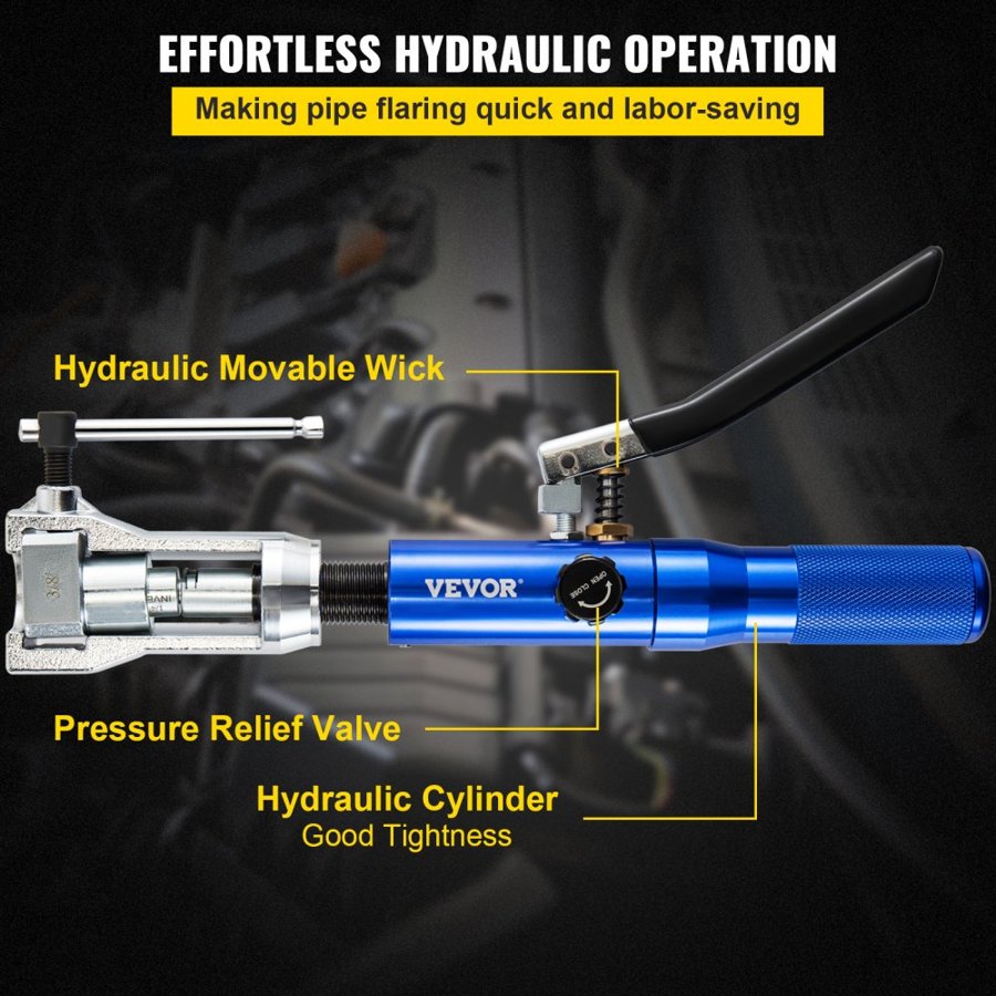 VEVOR Hydraulic Flaring Tool Kit, 45° Double Flaring Tool, Brake Repair Brake Flaring Tools for 3/16"-1/2", Brake Flare Tool with Tube Cutter and Deburrer, 30 PCS Tube Flaring Tools for Copper Lines