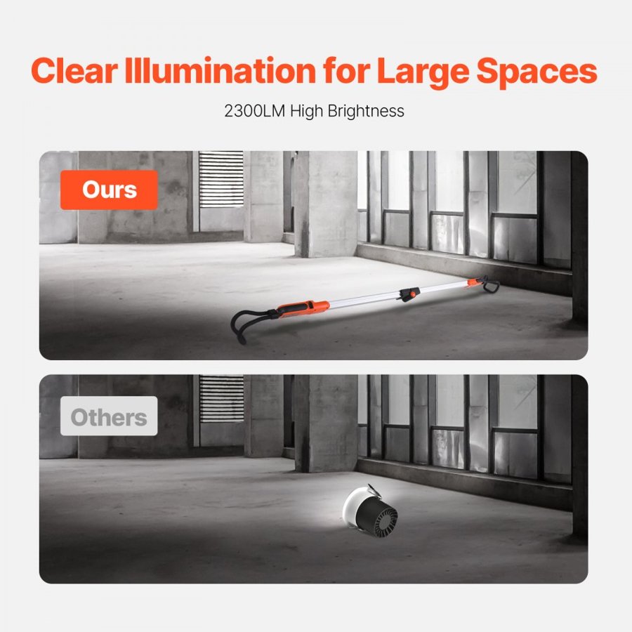 VEVOR Underhood Work Light, 2300LM, 6000mAh Rechargeable Bright LED Light, Portable Cordless Mechanic Work Light Bar with Hooks, for Car Repairing Inspection Garage Workshop Emergency Home Lighting