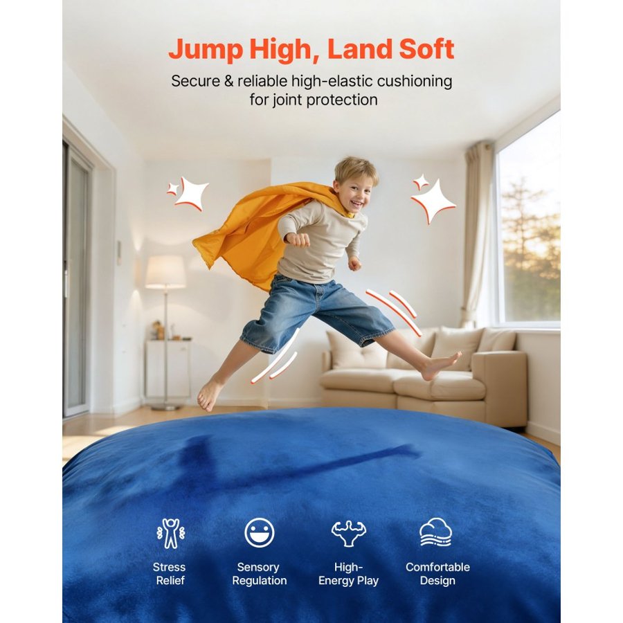 VEVOR Crash Pad, 1500 x 1500 mm Crash Pad for Kids Sensory with Foam Blocks & Washable Cover, Giant Pillow Mat Large Soft Foam Landing Zone, Sensory Room Equipment for Children Jumping, Relaxing, Play