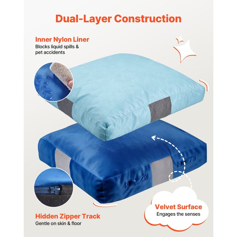 VEVOR Crash Pad, 1500 x 1500 mm Crash Pad for Kids Sensory with Foam Blocks & Washable Cover, Giant Pillow Mat Large Soft Foam Landing Zone, Sensory Room Equipment for Children Jumping, Relaxing, Play