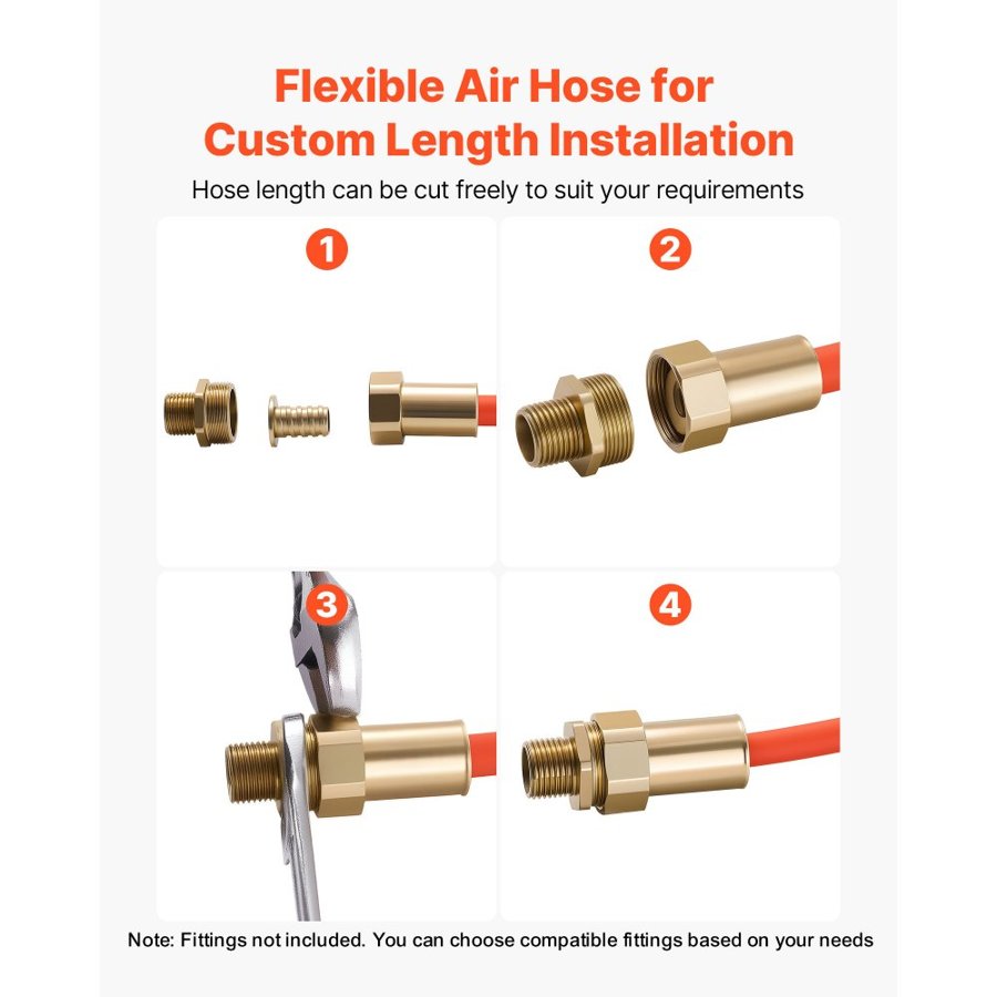 VEVOR 3/8 Air Compressor Hose – 250 ft Hybrid, 300 PSI