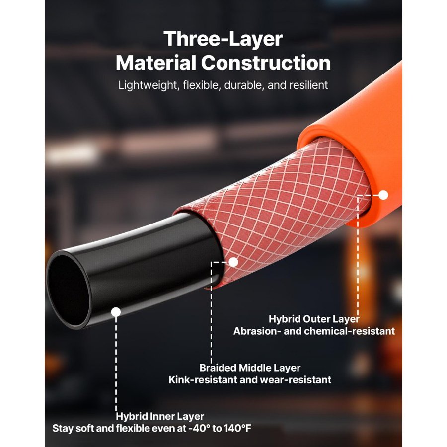 VEVOR 3/8 Air Compressor Hose – 250 ft Hybrid, 300 PSI