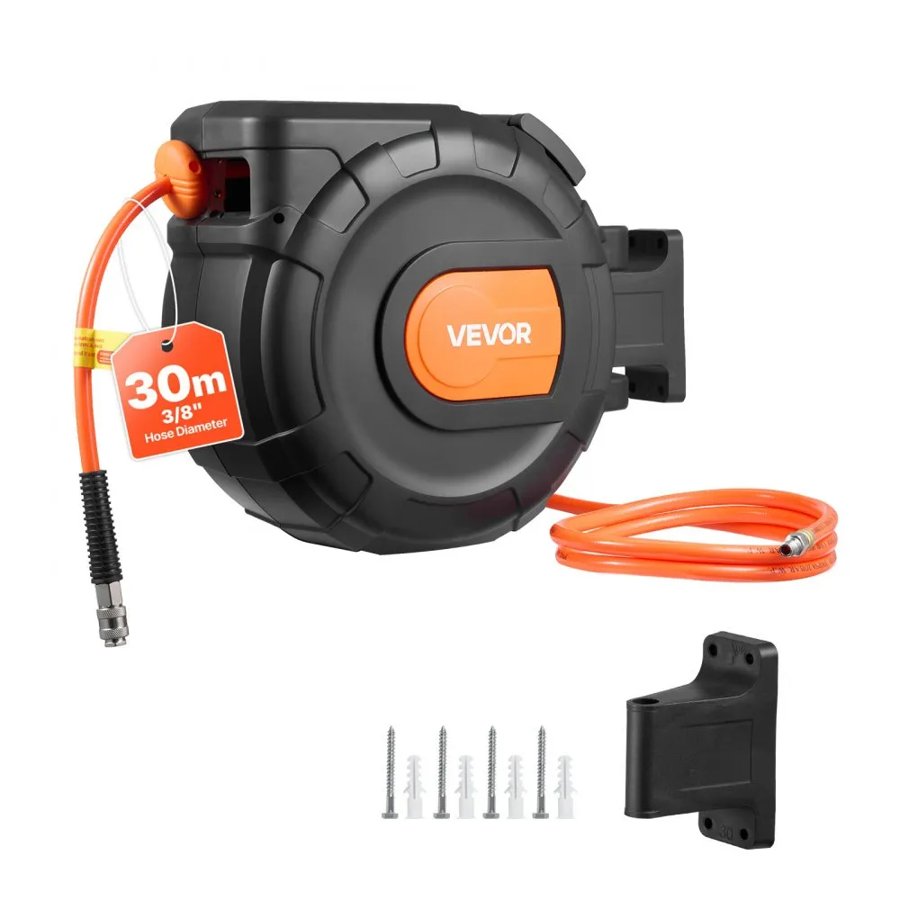 VEVOR 300 PSI Air Hose Reel – 30m PVC, Auto Rewind