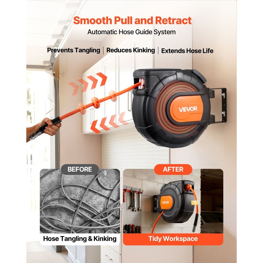 VEVOR Ceiling Mount Air Hose Reel – 20m PVC, 300 PSI