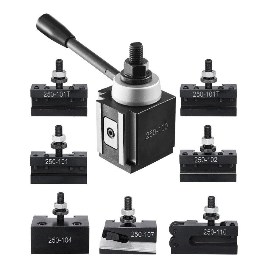 VEVOR Quick Change Tool Post Set, 8 Pcs, Includes Lathe Tool Holders, Piston Type Tool Post with Turning Tool Holder Accessories, Fit for Mini Lathe & Metal Lathe 152-305 mm(6"-12") Swing, Durable Steel Material