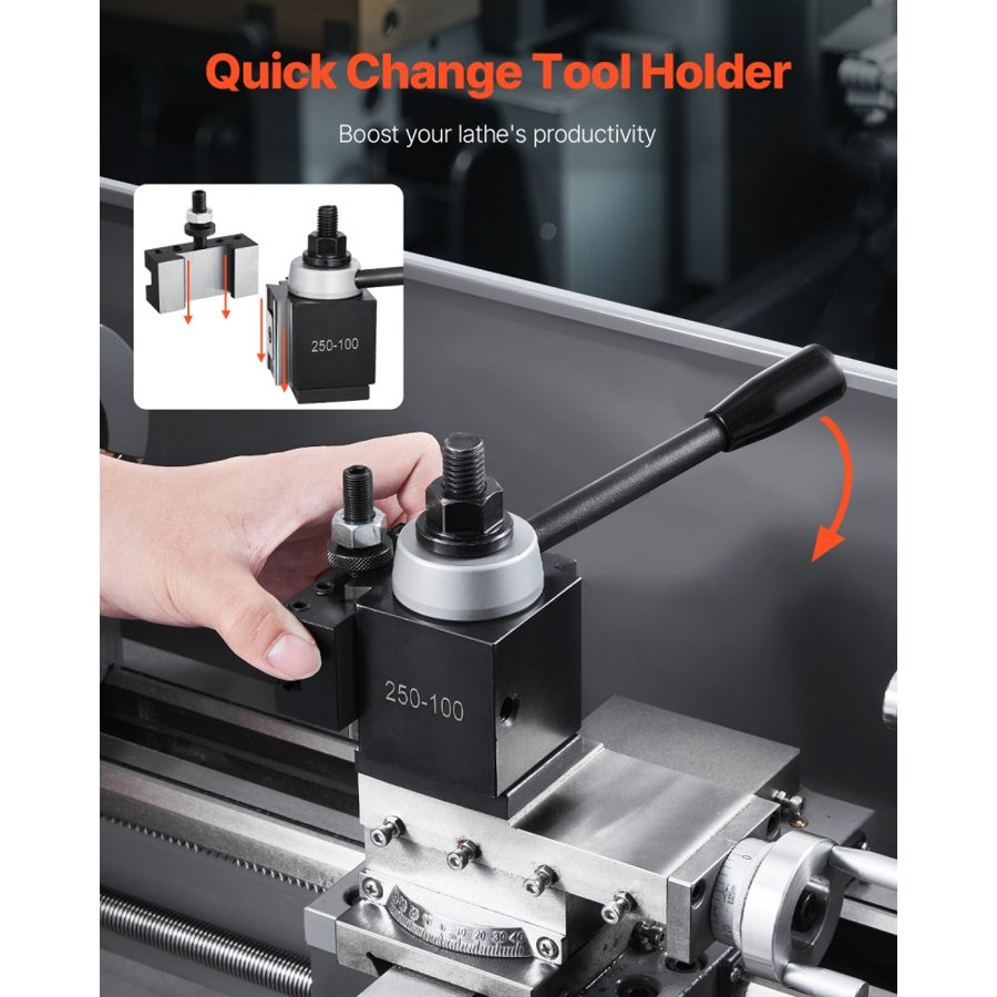VEVOR Quick Change Tool Post Set, 8 Pcs, Includes Lathe Tool Holders, Piston Type Tool Post with Turning Tool Holder Accessories, Fit for Mini Lathe & Metal Lathe 152-305 mm(6"-12") Swing, Durable Steel Material